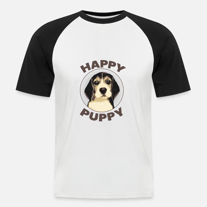 Hund - Männer Baseball-T-Shirt - Weiß/Schwarz