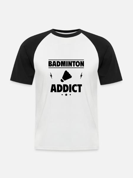 Badminton Addict - Men's Baseball T-Shirt - white/black