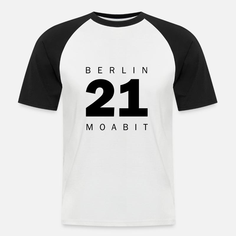 Moabit - Männer Baseball-T-Shirt - Weiß/Schwarz
