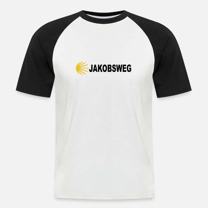 Chemin de pèlerinage de Saint-Jacques Saint Jacques de Compostelle wande - T-shirt baseball manches courtes Homme - blanc/noir