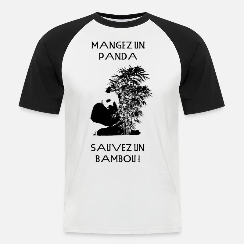 Essen Sie ein Panda - Männer Baseball-T-Shirt - Weiß/Schwarz