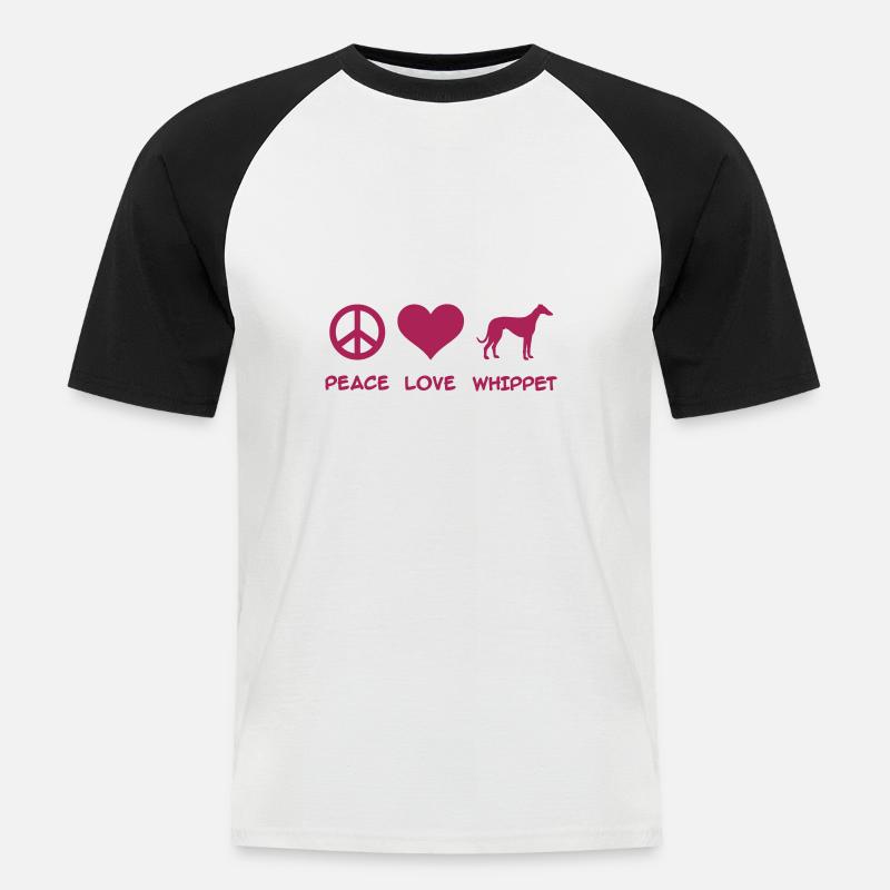 Whippet - Männer Baseball-T-Shirt - Weiß/Schwarz