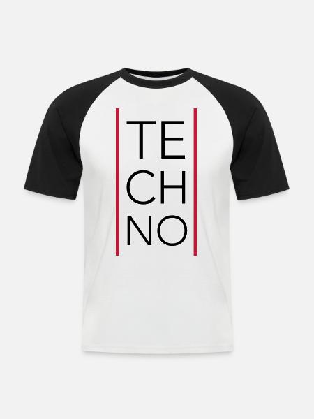 Techno - Männer Baseball-T-Shirt - Weiß/Schwarz