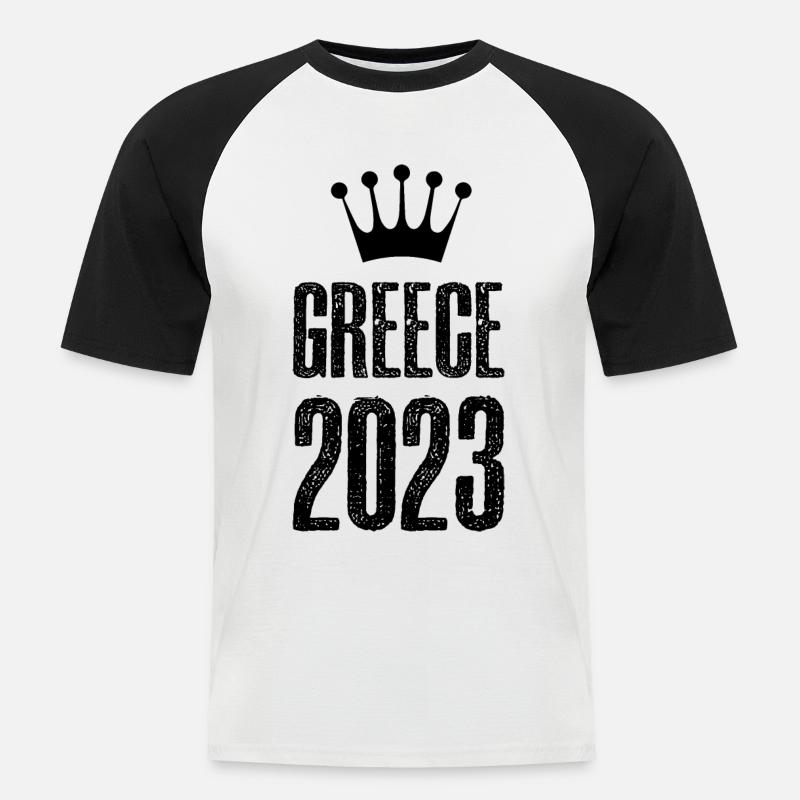 Greece 2023 Krone - Männer Baseball-T-Shirt - Weiß/Schwarz