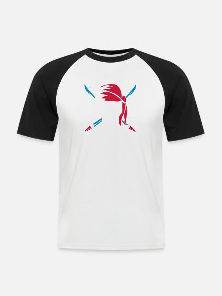 pirate_saber_022011_b_3c - Männer Baseball-T-Shirt - Weiß/Schwarz