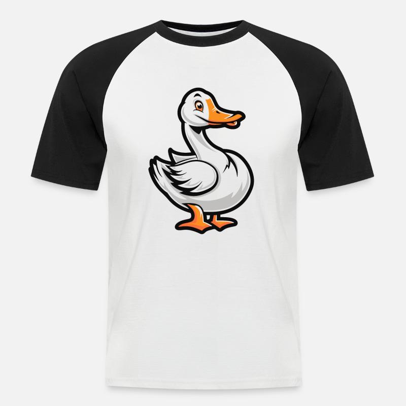 Gans Comic - Männer Baseball-T-Shirt - Weiß/Schwarz