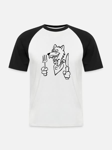 Hungriger Wolf - Männer Baseball-T-Shirt - Weiß/Schwarz