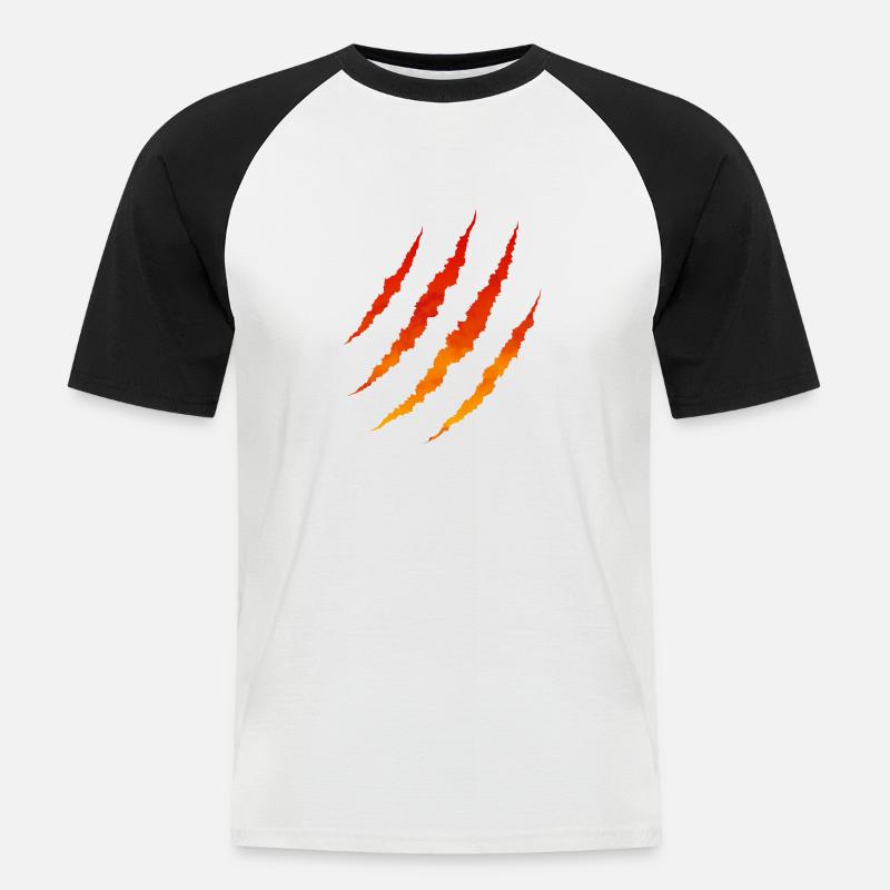Fire scratches - Men's Baseball T-Shirt - white/black