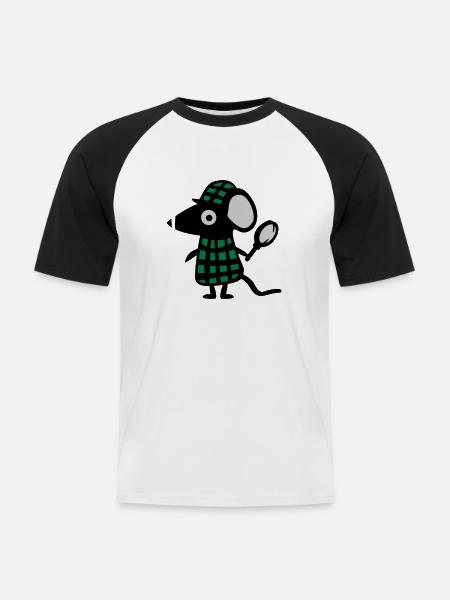 Mouse detective - Rat - Men's Baseball T-Shirt - white/black