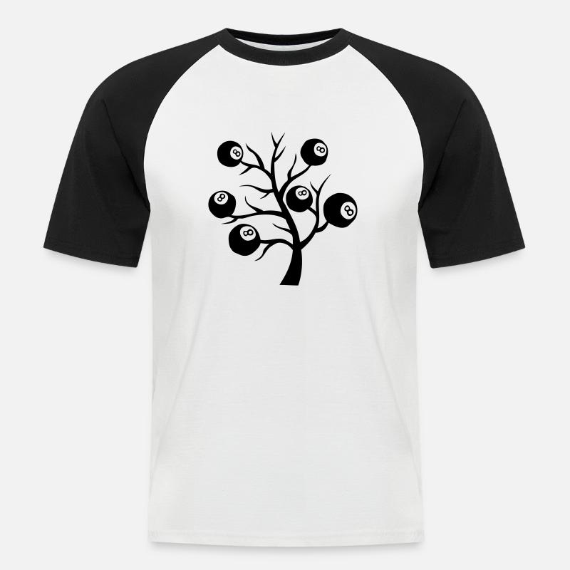 Billard Baum Stecker Kugel - Männer Baseball-T-Shirt - Weiß/Schwarz