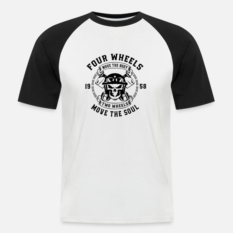 Two Wheels Move The Soul - Männer Baseball-T-Shirt - Weiß/Schwarz