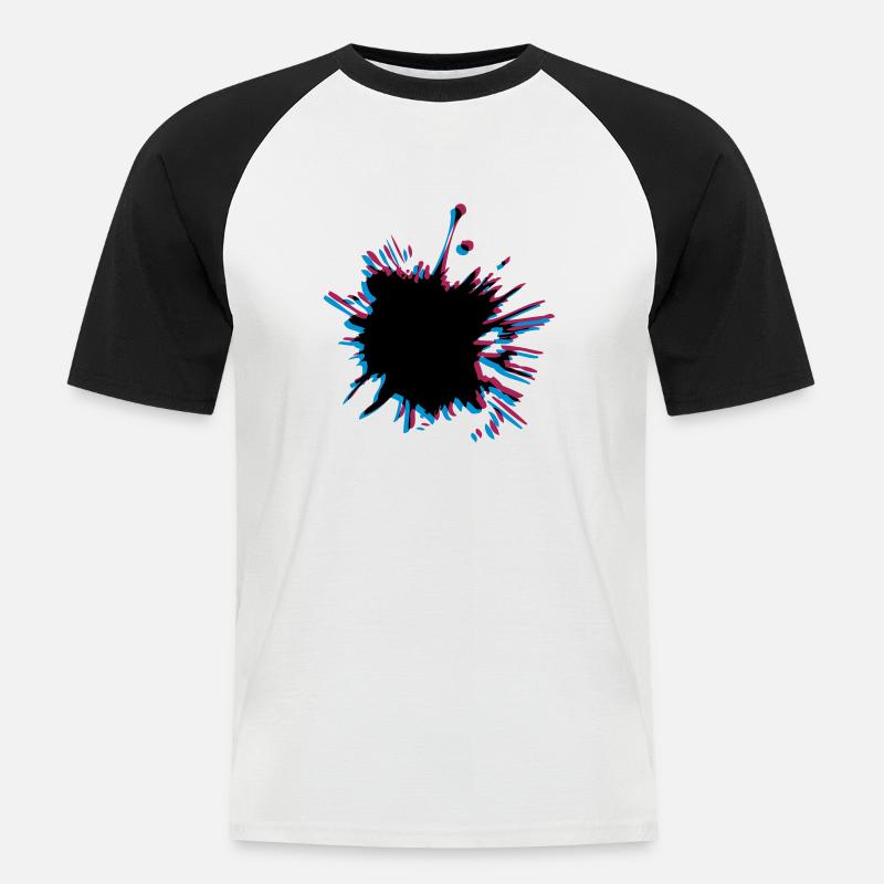 3D Klecks Spritzer - Männer Baseball-T-Shirt - Weiß/Schwarz