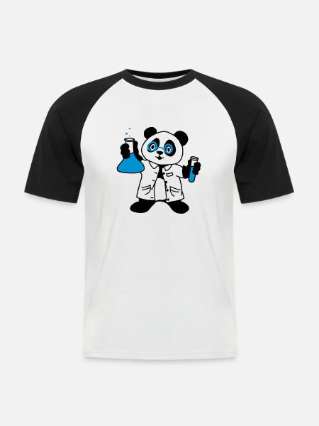 Panda scientist - Men's Baseball T-Shirt - white/black