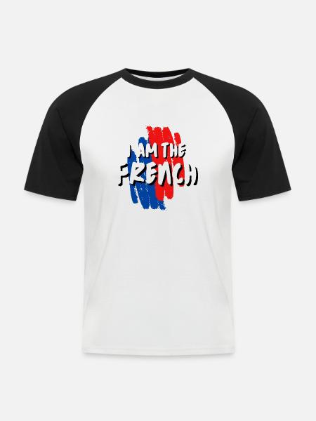 ICH BIN DER FRANZOSE - Männer Baseball-T-Shirt - Weiß/Schwarz