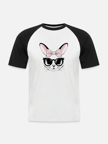 Miki la lapine - T-shirt baseball manches courtes Homme - blanc/noir