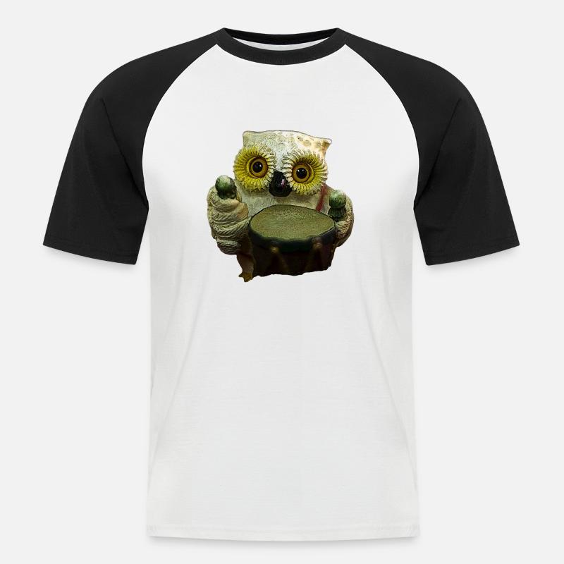 Eule Eule - Männer Baseball-T-Shirt - Weiß/Schwarz
