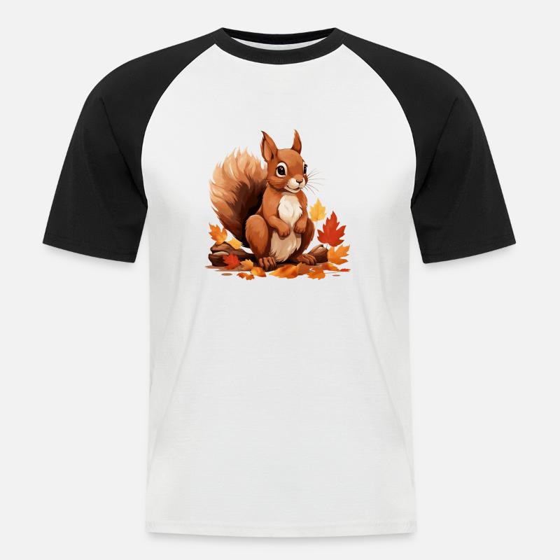 kleines Eichhörnchen - Männer Baseball-T-Shirt - Weiß/Schwarz