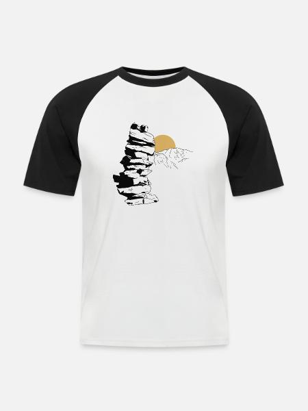 Stone Tower - Männer Baseball-T-Shirt - Weiß/Schwarz