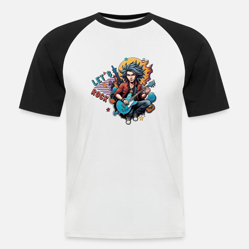 Let's Rock - Männer Baseball-T-Shirt - Weiß/Schwarz