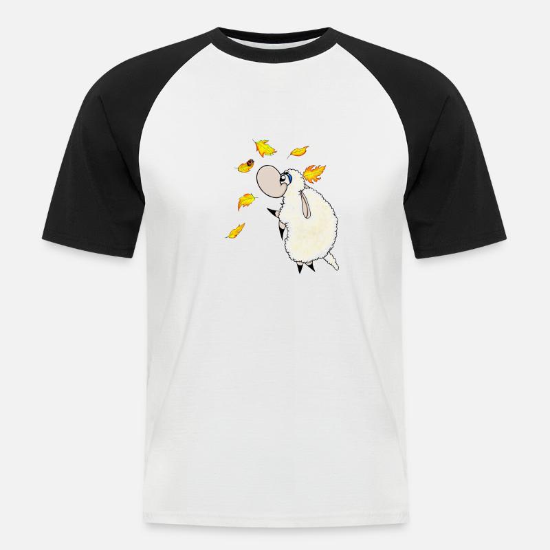 Wolly Sheepling Herbst Blätterfall - Männer Baseball-T-Shirt - Weiß/Schwarz
