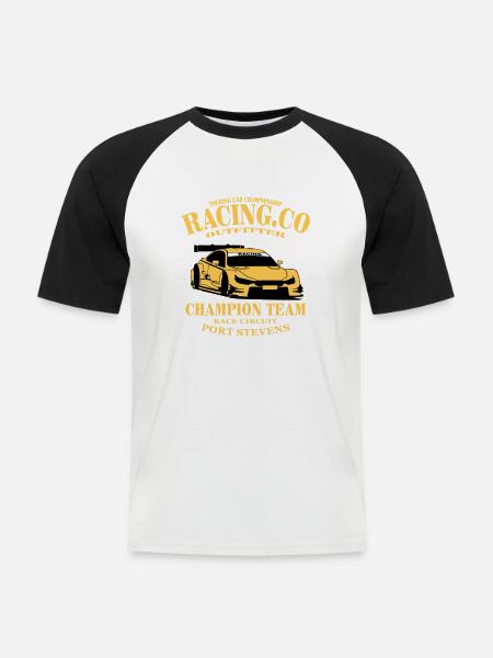 Touring-Car-Racing - Männer Baseball-T-Shirt - Weiß/Schwarz