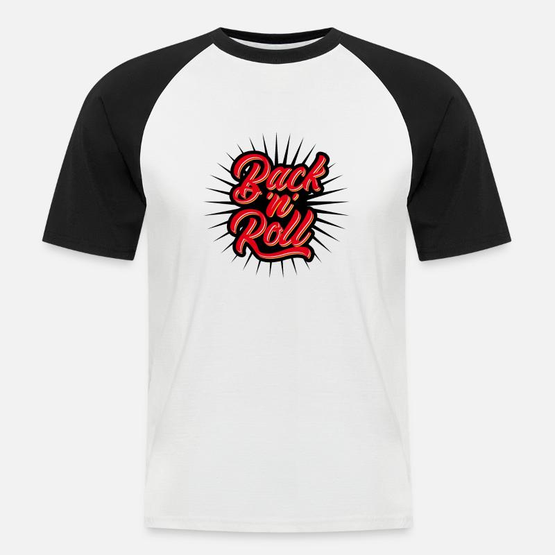 Back n Roll - Backen, Bäcker - Männer Baseball-T-Shirt - Weiß/Schwarz