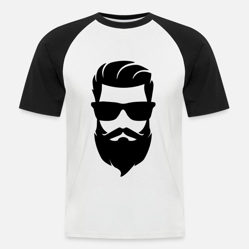 Gesicht bart symbol - Männer Baseball-T-Shirt - Weiß/Schwarz