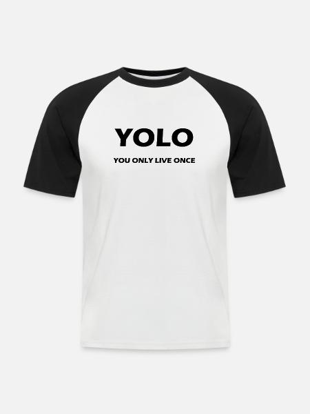 yolo 1 - Männer Baseball-T-Shirt - Weiß/Schwarz
