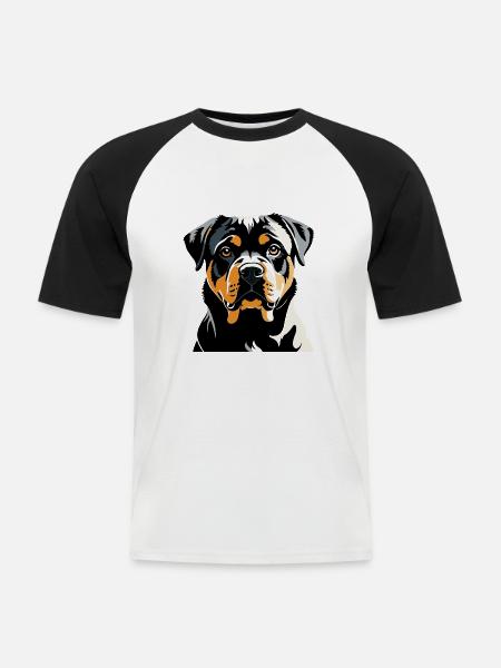Rottweiler - Pet Dog Sticker - Men's Baseball T-Shirt - white/black