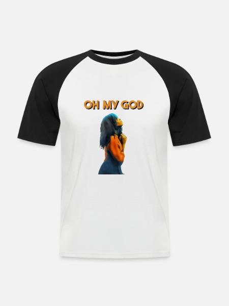 OH MY GOD - Men's Baseball T-Shirt - white/black