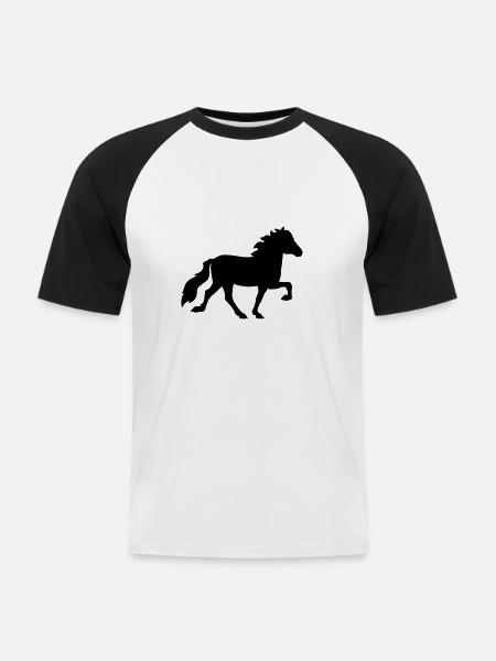 Islandpferd - Männer Baseball-T-Shirt - Weiß/Schwarz
