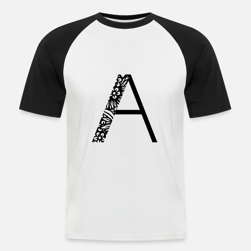 Buchstabe A - Männer Baseball-T-Shirt - Weiß/Schwarz