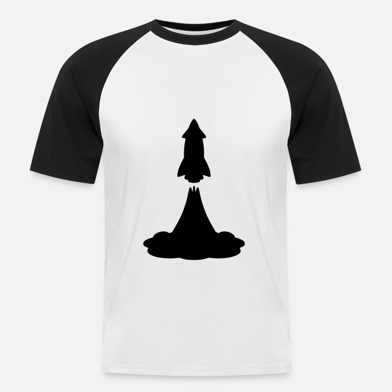 Raketenstart Rakete rocket launch - Männer Baseball-T-Shirt - Weiß/Schwarz