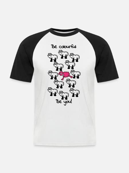 be different - be colourful - Männer Baseball-T-Shirt - Weiß/Schwarz