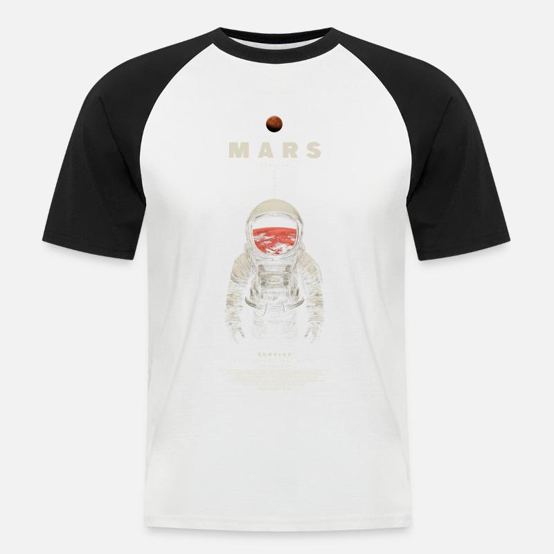 Mars Exploration - Männer Baseball-T-Shirt - Weiß/Schwarz