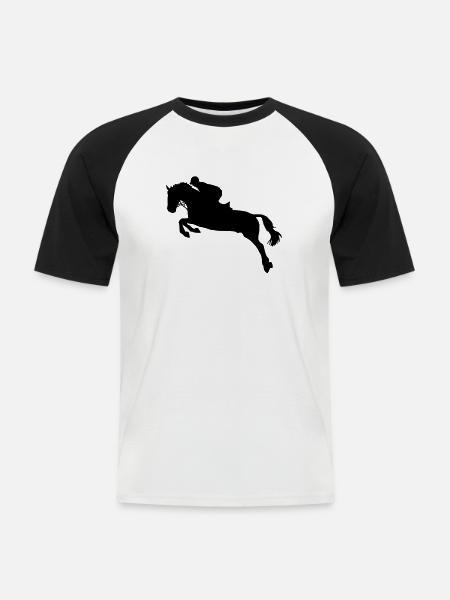 Springreiten Pferd - Männer Baseball-T-Shirt - Weiß/Schwarz
