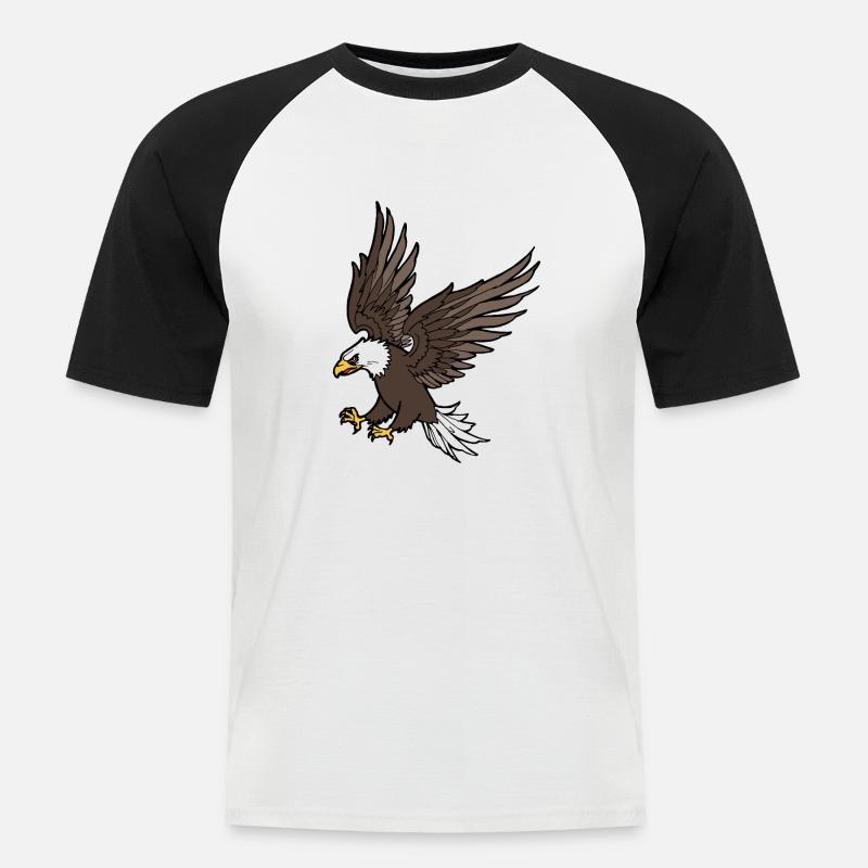 Adler greift an - Männer Baseball-T-Shirt - Weiß/Schwarz