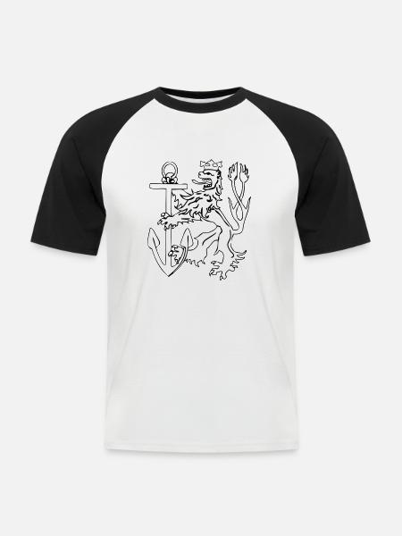Düsseldorfer Löwe - Männer Baseball-T-Shirt - Weiß/Schwarz