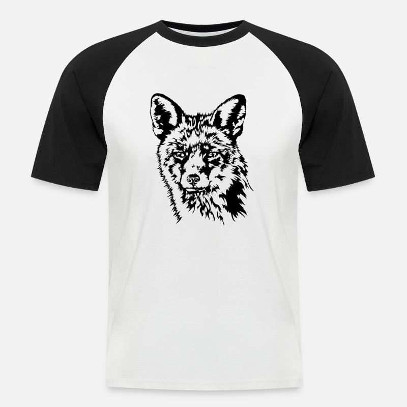 Fuchs Rotfuchs Wildtier Waldtier Wilsigns - Männer Baseball-T-Shirt - Weiß/Schwarz