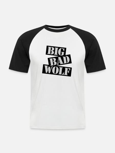 big bad wolf quote - Men's Baseball T-Shirt - white/black