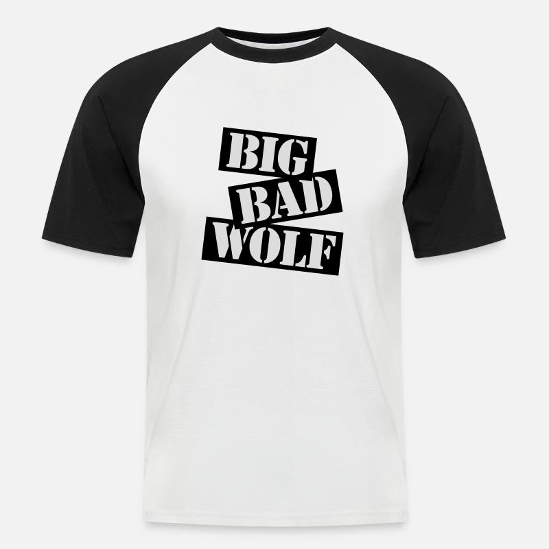 big bad wolf Zitat - Männer Baseball-T-Shirt - Weiß/Schwarz