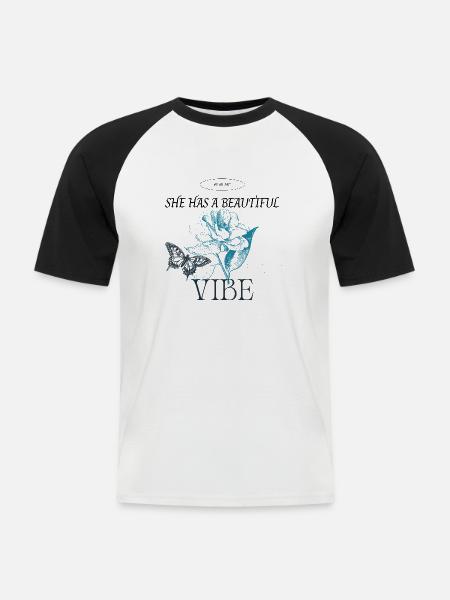 Sie hat eine schöne Atmosphäre - Männer Baseball-T-Shirt - Weiß/Schwarz