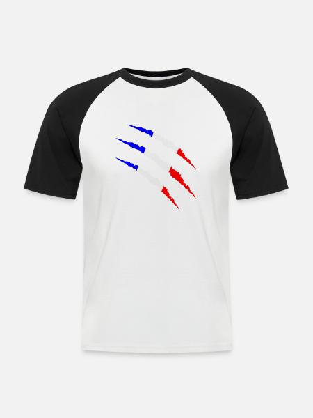 krallen frankreich - Männer Baseball-T-Shirt - Weiß/Schwarz