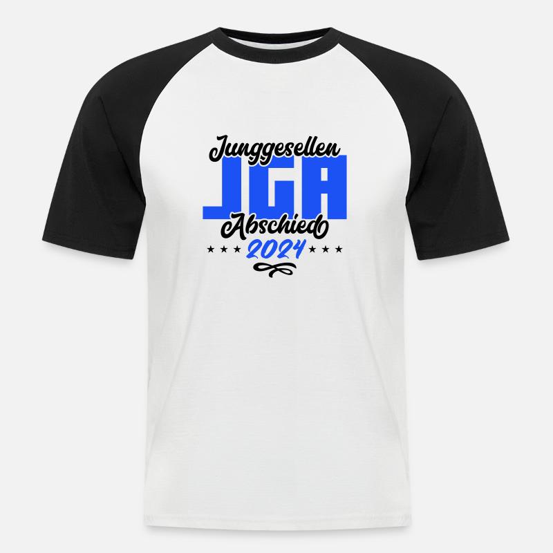 jga junggesellenabschied 2024 - Männer Baseball-T-Shirt - Weiß/Schwarz