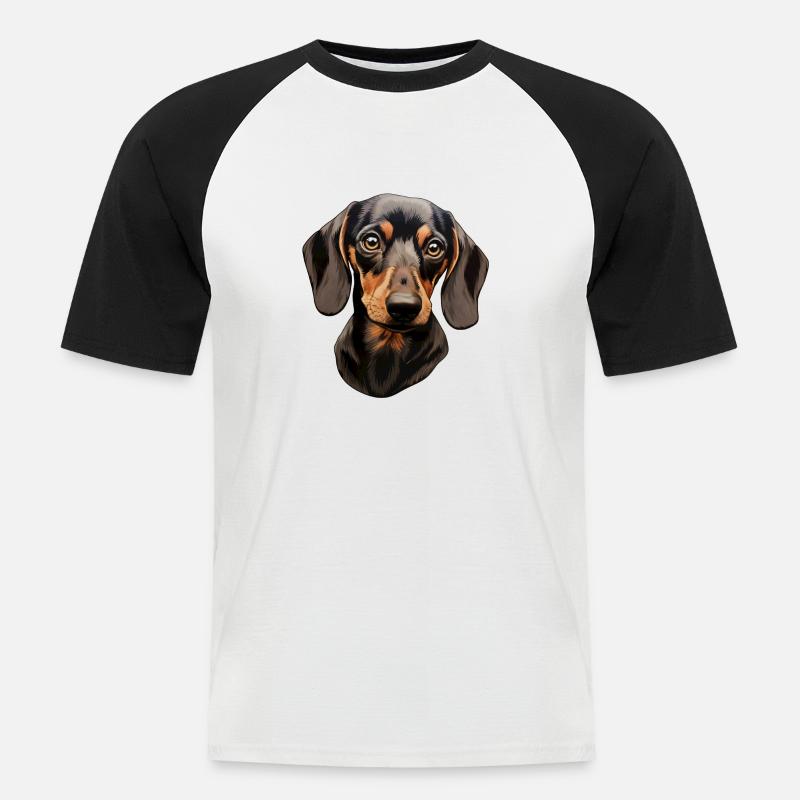 Dackel oder Dachshund - Männer Baseball-T-Shirt - Weiß/Schwarz