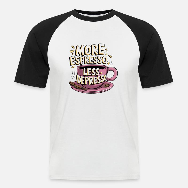 Espresso, Coffee, Kaffee, Latte, Geschenkidee - Männer Baseball-T-Shirt - Weiß/Schwarz