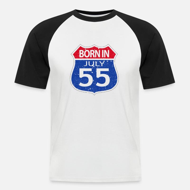 Geboren im Juli 1955 - Männer Baseball-T-Shirt - Weiß/Schwarz