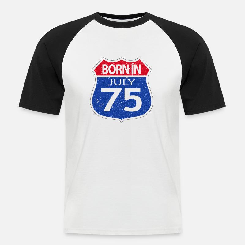 Born in July 1975 - Men's Baseball T-Shirt - white/black