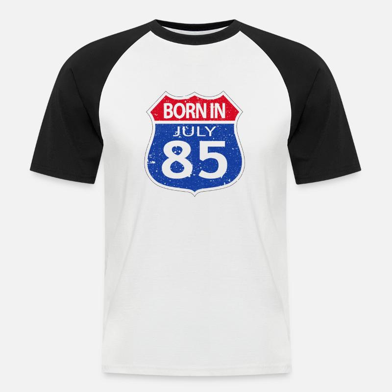 Born in July 1985 - Men's Baseball T-Shirt - white/black