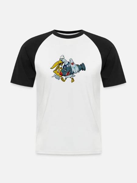 Navy Matrosen Pelikan - Männer Baseball-T-Shirt - Weiß/Schwarz